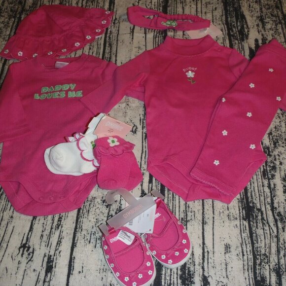 Gymboree Pretty Turtle 0-3 Month Pants Bodysuit Hat Headband Size 1 Shoes NWT - Picture 1 of 5